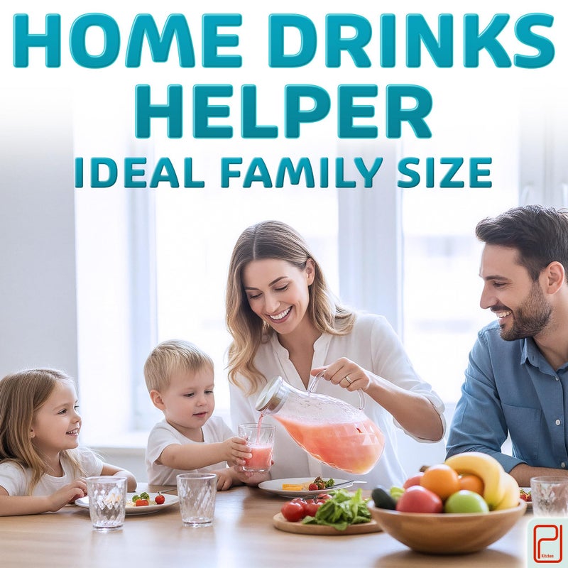PJCKitchen Glass Pitcher with Lid and Spout - 3 Liter / 100 oz, Borosilicate Glass w/Handle - Carafe for Hot/Cold Beverages - Water Jug - Iced Tea Pitcher - Juice Server - by PJC-Kitchen - Image 5